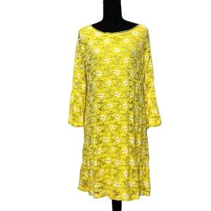 Blooming Rose Yellow Lace Mini Dress L
